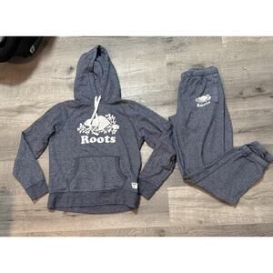 Roots Canada Sweatshirt Sweatpants Set Women’s M Blue Sweatset Beaver Hoodie